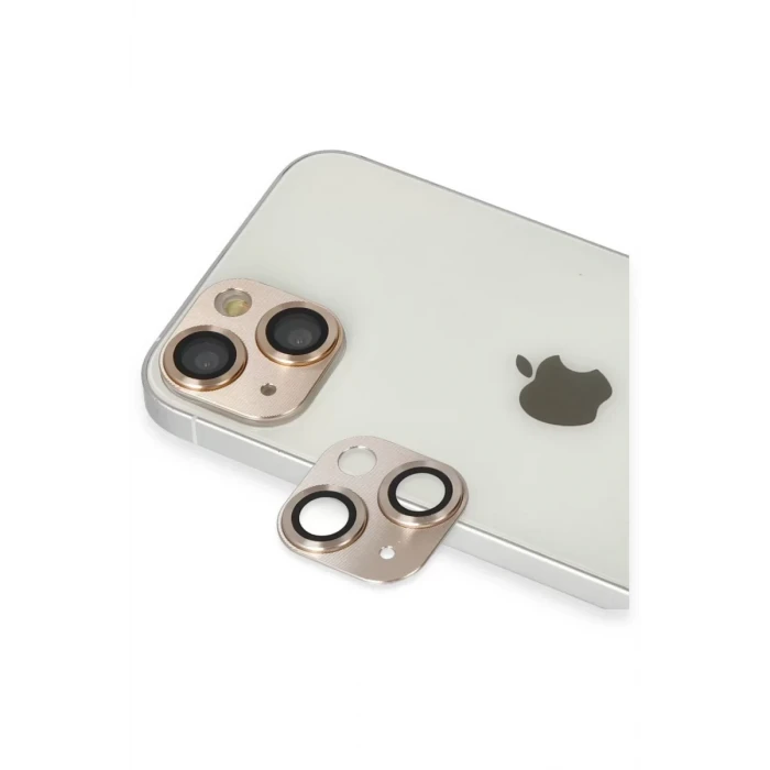 Newface Apple iPhone 13 Pers Alüminyum Kamera Lens - Gold