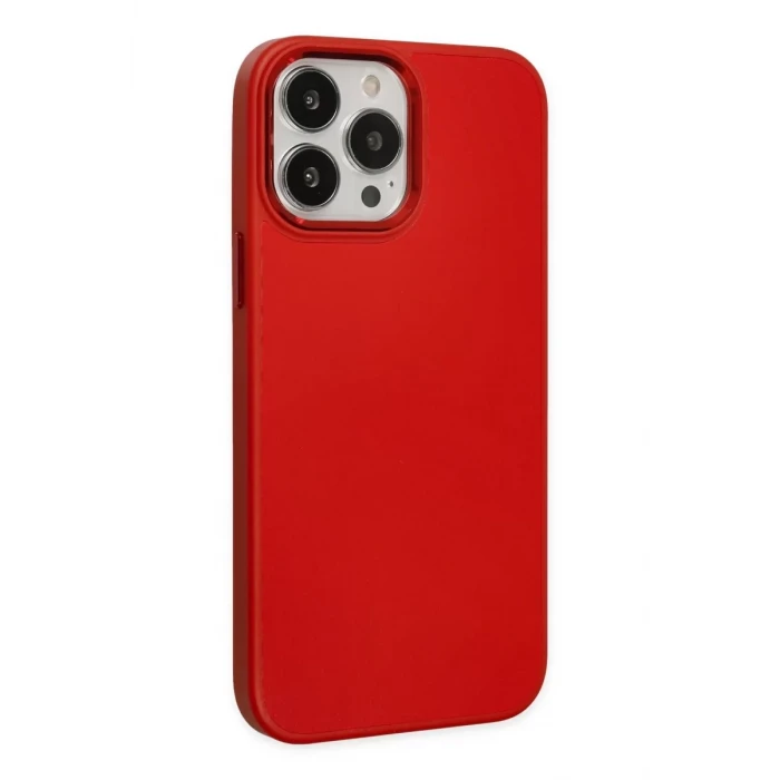 Newface Apple iPhone 13 Pro Kılıf Asya Deri Silikon - Kırmızı