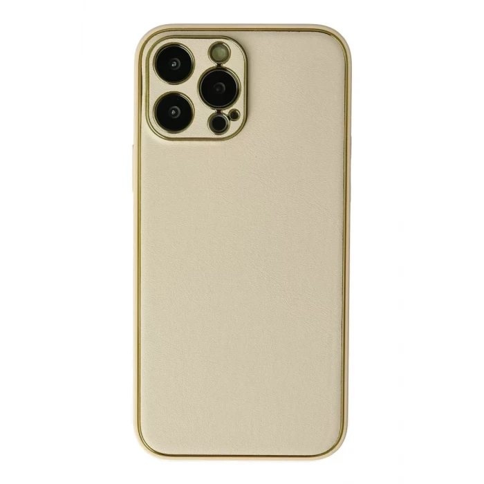 Newface Apple iPhone 13 Pro Kılıf Coco Deri Silikon Kapak - Gold
