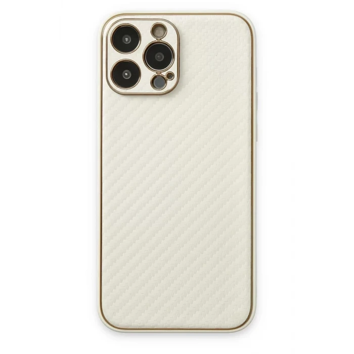 Newface Apple iPhone 13 Pro Kılıf Coco Karbon Silikon - Beyaz