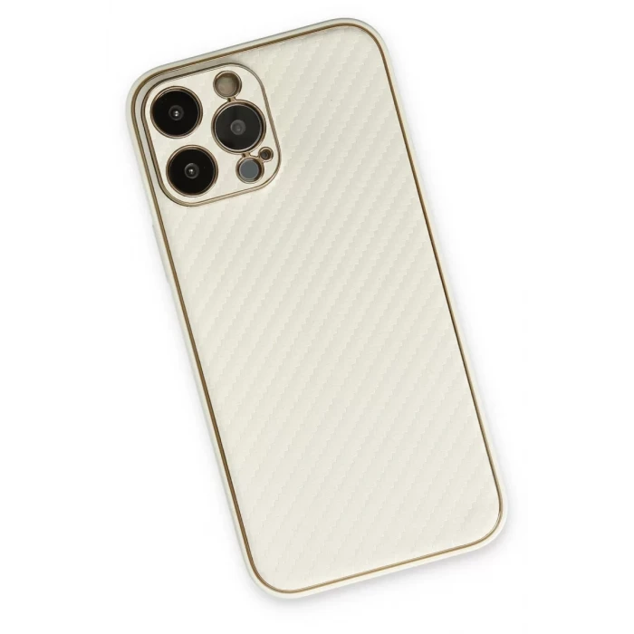 Newface Apple iPhone 13 Pro Kılıf Coco Karbon Silikon - Beyaz