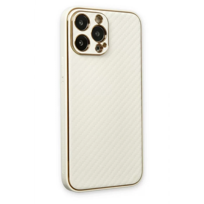Newface Apple iPhone 13 Pro Kılıf Coco Karbon Silikon - Beyaz