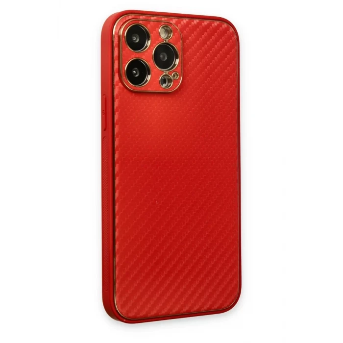 Newface Apple iPhone 13 Pro Kılıf Coco Karbon Silikon - Kırmızı