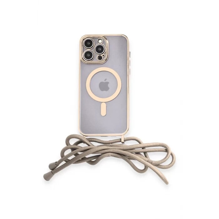 Newface Apple iPhone 13 Pro Kılıf Divo Lazer Askılı Magsafe Kapak - Gold