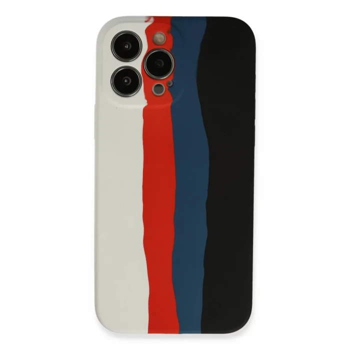 Newface Apple iPhone 13 Pro Kılıf Ebruli Lansman Silikon - Beyaz-Siyah