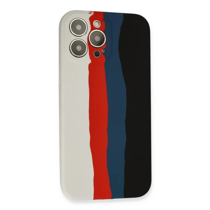 Newface Apple iPhone 13 Pro Kılıf Ebruli Lansman Silikon - Beyaz-Siyah