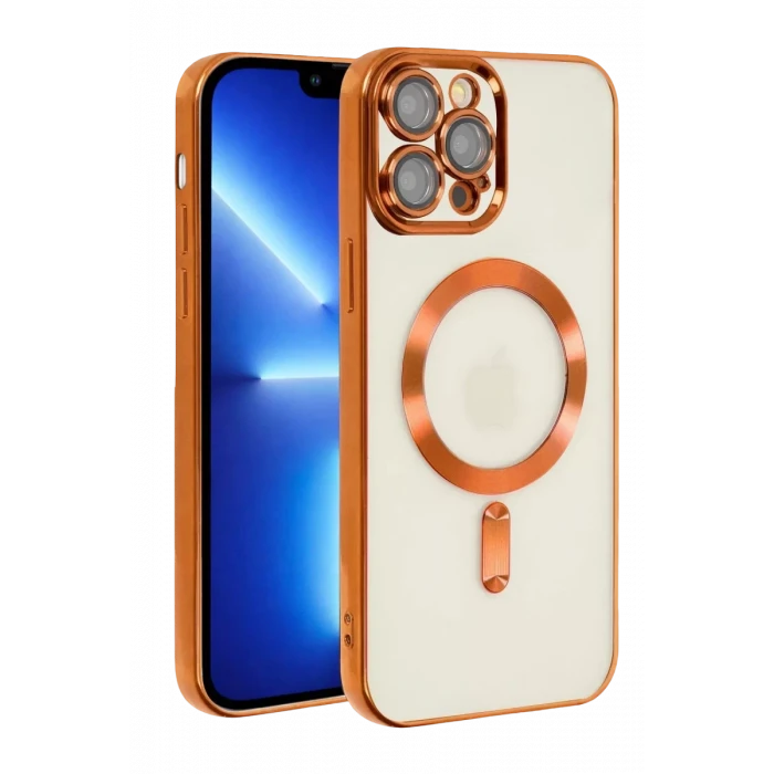 Newface Apple iPhone 13 Pro Kılıf Kross Magneticsafe Kapak - Turuncu