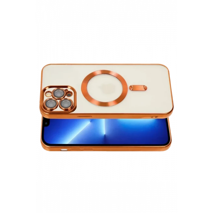 Newface Apple iPhone 13 Pro Kılıf Kross Magneticsafe Kapak - Turuncu