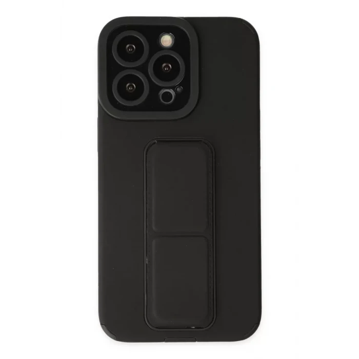 Newface Apple iPhone 13 Pro Kılıf Mega Standlı Silikon - Siyah