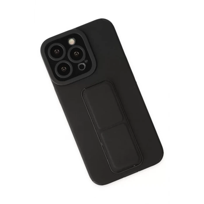 Newface Apple iPhone 13 Pro Kılıf Mega Standlı Silikon - Siyah