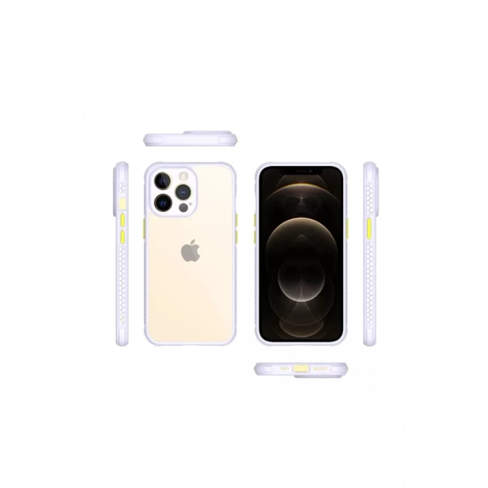 Newface Apple iPhone 13 Pro Kılıf Miami Şeffaf Silikon - Lila
