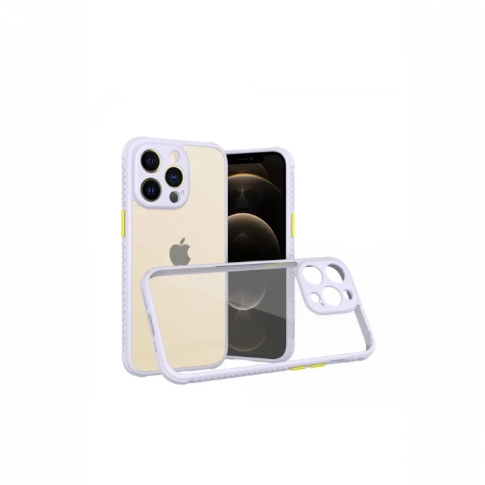Newface Apple iPhone 13 Pro Kılıf Miami Şeffaf Silikon - Lila
