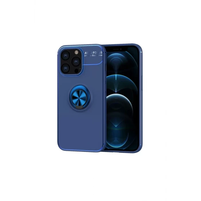 Newface Apple iPhone 13 Pro Kılıf Range Yüzüklü Silikon - Mavi