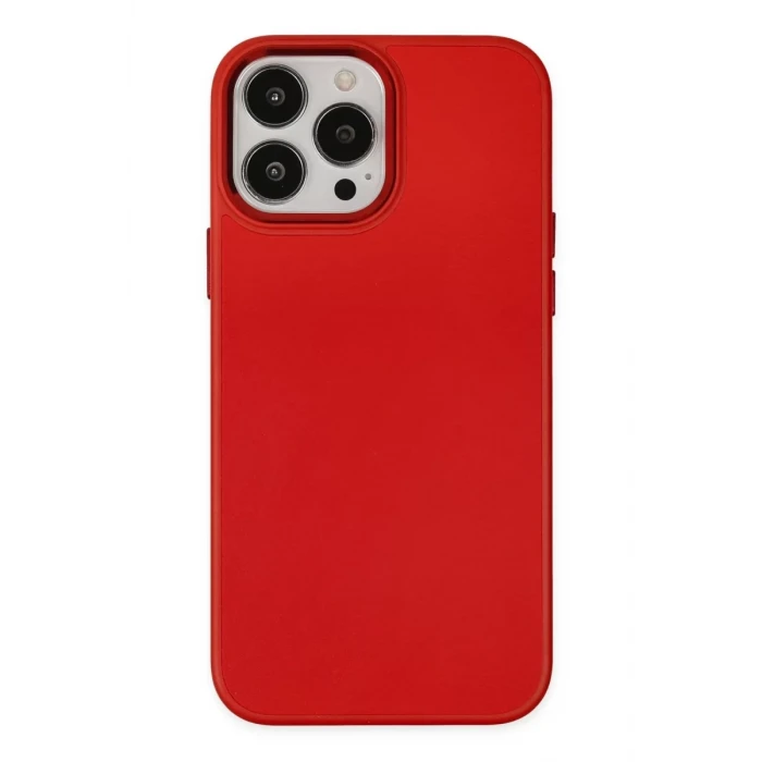 Newface Apple iPhone 13 Pro Max Kılıf Asya Deri Silikon - Kırmızı