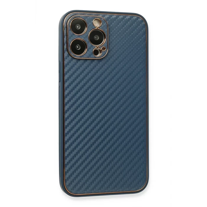 Newface Apple iPhone 13 Pro Max Kılıf Coco Karbon Silikon - Mavi