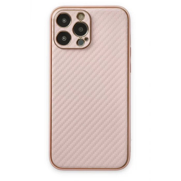 Newface Apple iPhone 13 Pro Max Kılıf Coco Karbon Silikon - Pembe