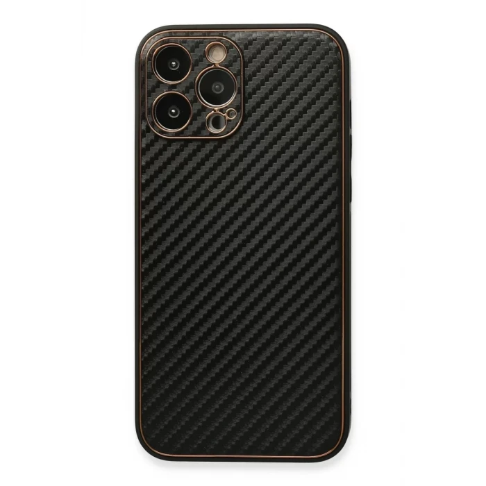 Newface Apple iPhone 13 Pro Max Kılıf Coco Karbon Silikon - Siyah