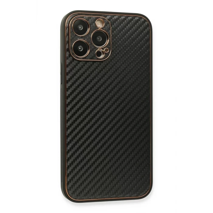 Newface Apple iPhone 13 Pro Max Kılıf Coco Karbon Silikon - Siyah