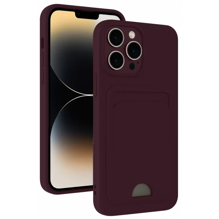 Newface Apple iPhone 13 Pro Max Kılıf Kelvin Kartvizitli Silikon - Derin Mor