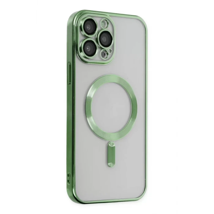 Newface Apple iPhone 13 Pro Max Kılıf Kross Magneticsafe Kapak - Koyu Yeşil