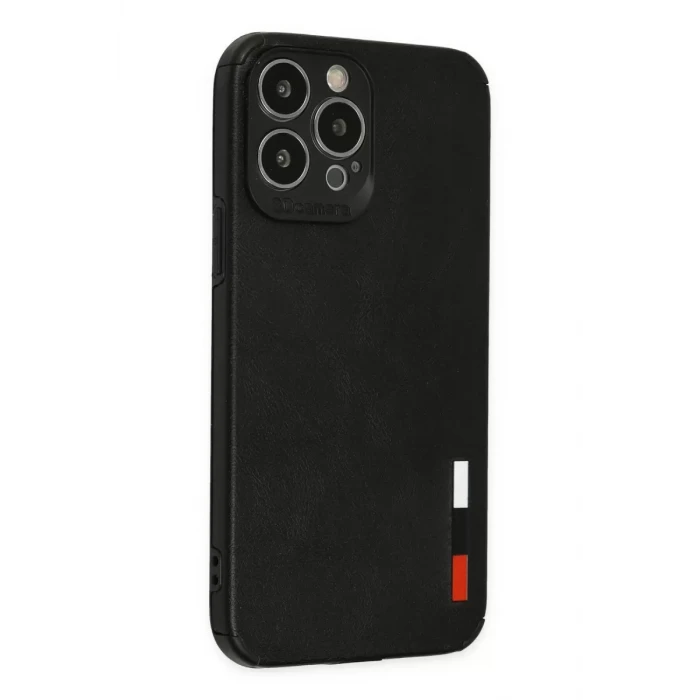 Newface Apple iPhone 13 Pro Max Kılıf Loop Deri Silikon - Siyah