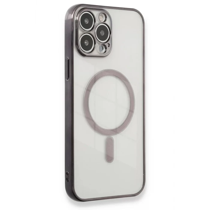 Newface Apple iPhone 13 Pro Max Kılıf Magneticsafe Lazer Silikon - Siyah