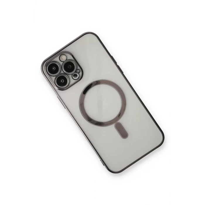 Newface Apple iPhone 13 Pro Max Kılıf Magneticsafe Lazer Silikon - Siyah