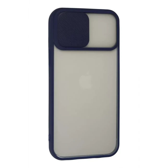 Newface Apple iPhone 13 Pro Max Kılıf Palm Buzlu Kamera Sürgülü Silikon - Lacivert