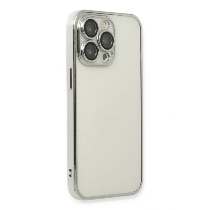 Newface Apple iPhone 13 Pro Max Kılıf Razer Lensli Silikon - Gümüş