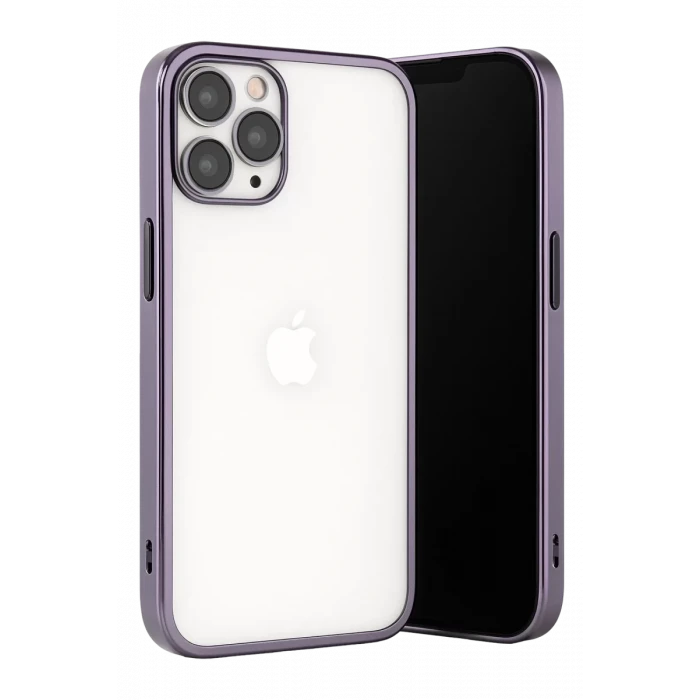 Newface Apple iPhone 13 Pro Max Kılıf Razer Lensli Silikon - Mor
