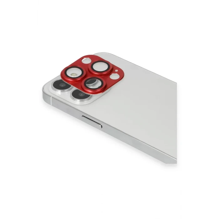 Newface Apple iPhone 13 Pro Max Pers Alüminyum Kamera Lens - Kırmızı