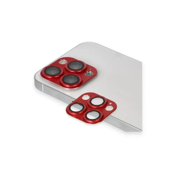 Newface Apple iPhone 13 Pro Max Pers Alüminyum Kamera Lens - Kırmızı