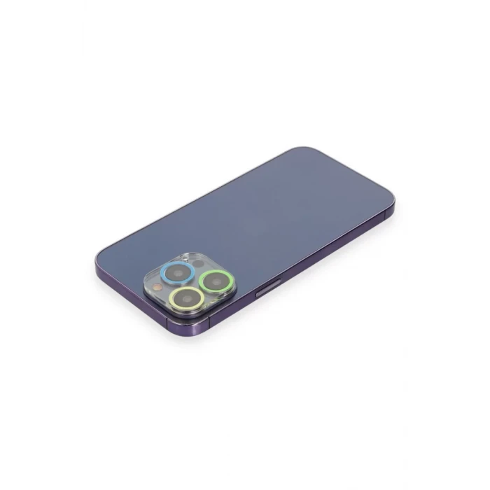 Newface Apple iPhone 13 Pro Max Renkli Kamera Lens Koruma Cam - Yeşil-Sarı