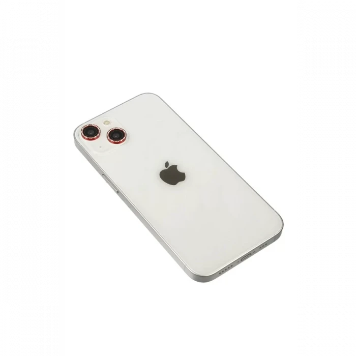 Newface Apple iPhone 14 Diamond Kamera Lens - Kırmızı