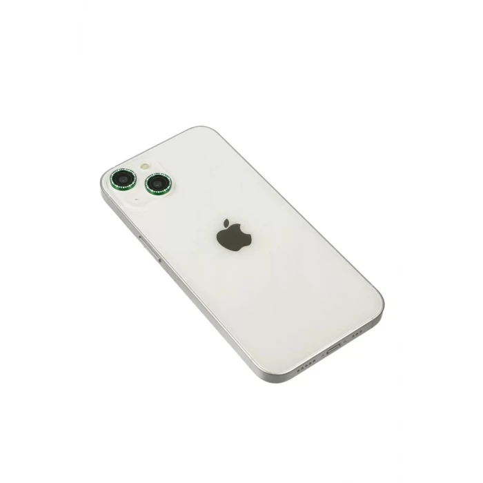 Newface Apple iPhone 14 Diamond Kamera Lens - Yeşil
