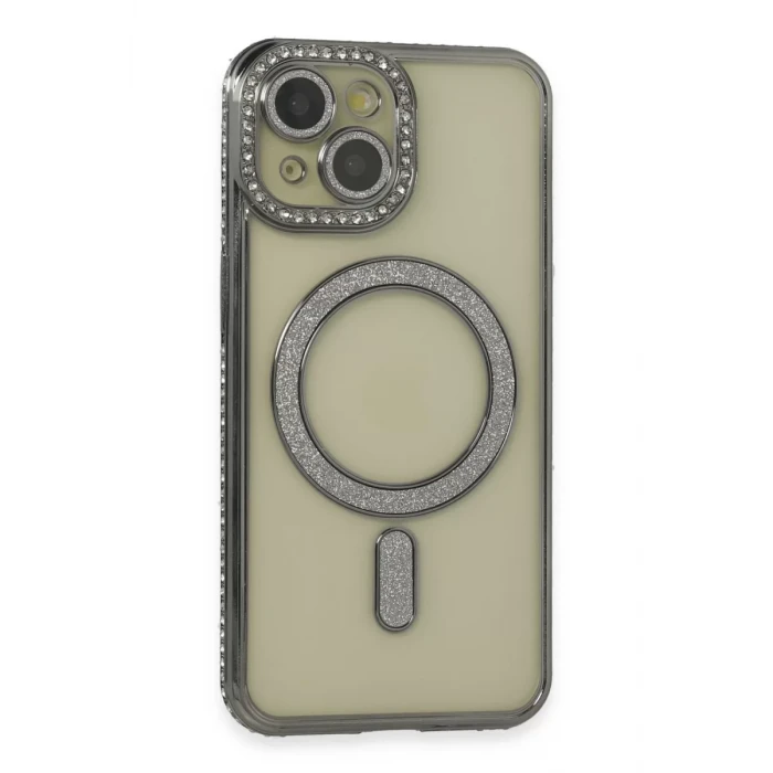 Newface Apple iPhone 14 Kılıf Joke Simli Magneticsafe Kılıf - Gri