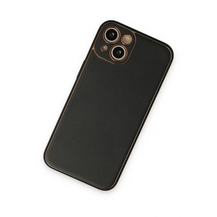 Newface Apple iPhone 14 Plus Kılıf Coco Deri Silikon Kapak - Siyah