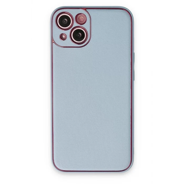 Newface Apple iPhone 14 Plus Kılıf Coco Deri Silikon Kapak - Sky Blue