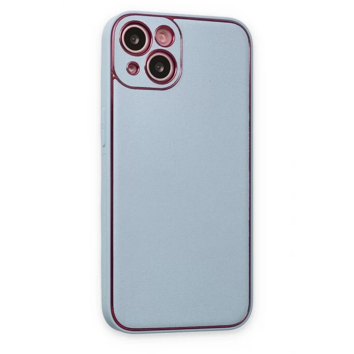 Newface Apple iPhone 14 Plus Kılıf Coco Deri Silikon Kapak - Sky Blue