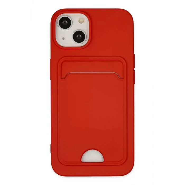 Newface Apple iPhone 14 Plus Kılıf Kelvin Kartvizitli Silikon - Kırmızı