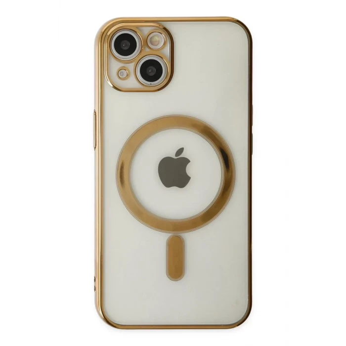 Newface Apple iPhone 14 Plus Kılıf Magneticsafe Lazer Silikon - Gold