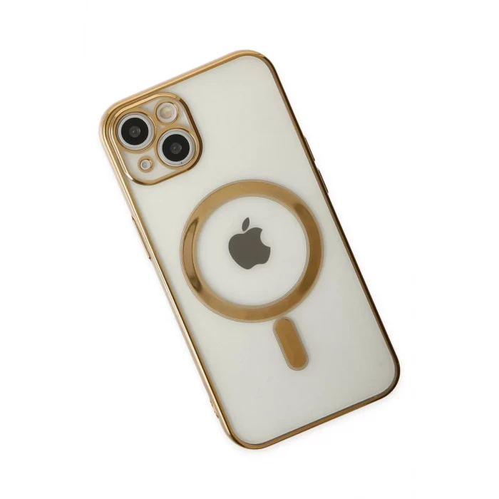 Newface Apple iPhone 14 Plus Kılıf Magneticsafe Lazer Silikon - Gold