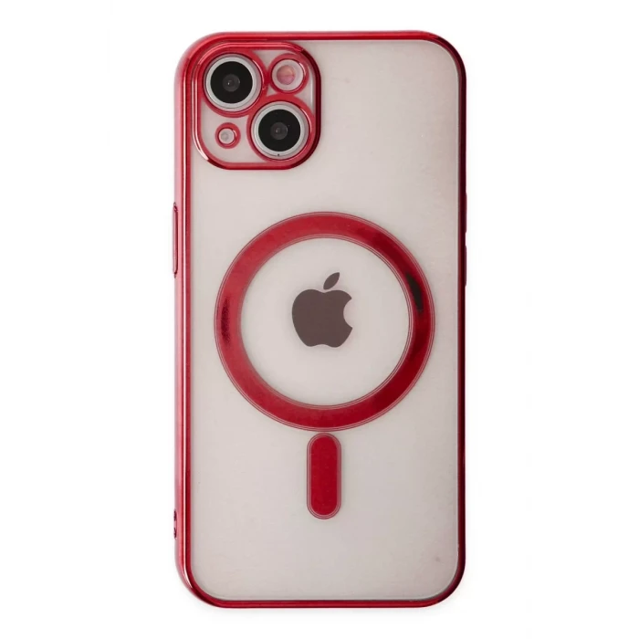 Newface Apple iPhone 14 Plus Kılıf Magneticsafe Lazer Silikon - Kırmızı