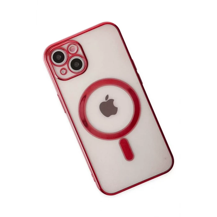Newface Apple iPhone 14 Plus Kılıf Magneticsafe Lazer Silikon - Kırmızı