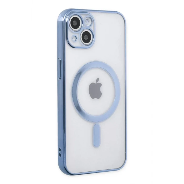 Newface Apple iPhone 14 Plus Kılıf Magneticsafe Lazer Silikon - Sierra Blue