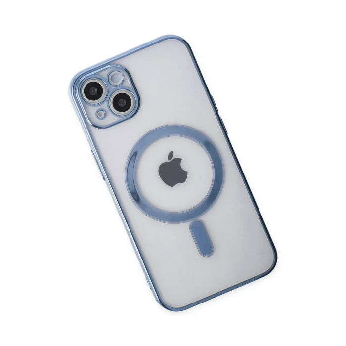 Newface Apple iPhone 14 Plus Kılıf Magneticsafe Lazer Silikon - Sierra Blue