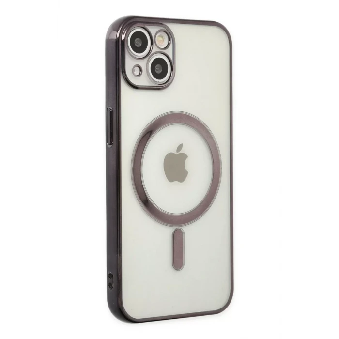 Newface Apple iPhone 14 Plus Kılıf Magneticsafe Lazer Silikon - Siyah