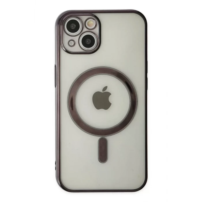 Newface Apple iPhone 14 Plus Kılıf Magneticsafe Lazer Silikon - Siyah
