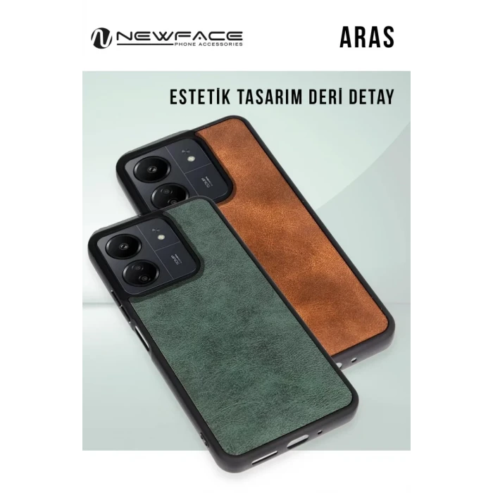 Newface Apple iPhone 14 Pro Kılıf Aras Deri Kapak - Taba