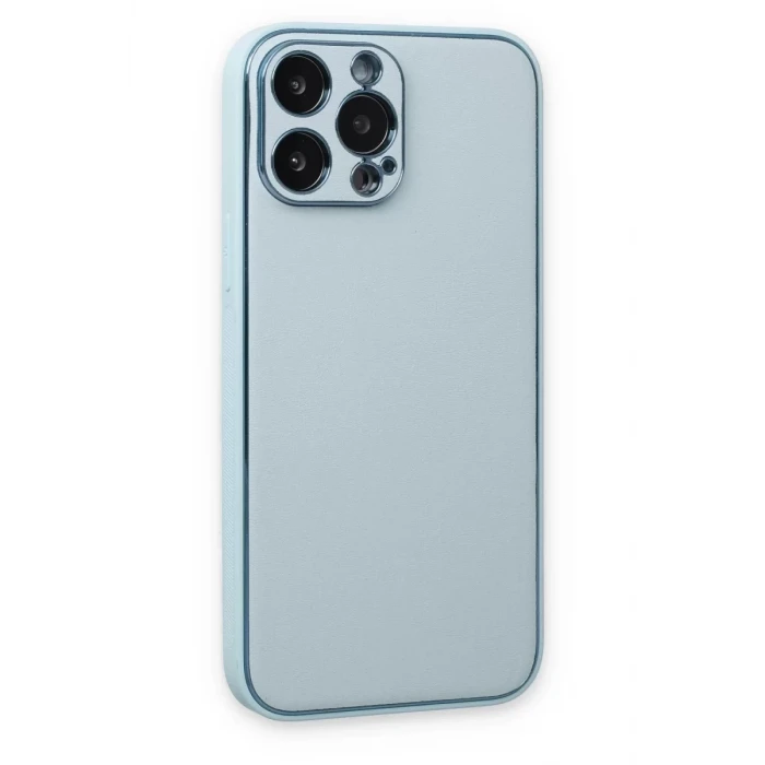 Newface Apple iPhone 14 Pro Kılıf Coco Deri Silikon Kapak - Sky Blue
